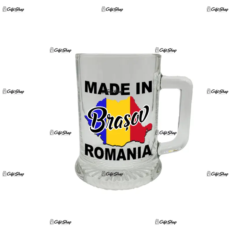 Made in brasov romania, halba cu mesaj